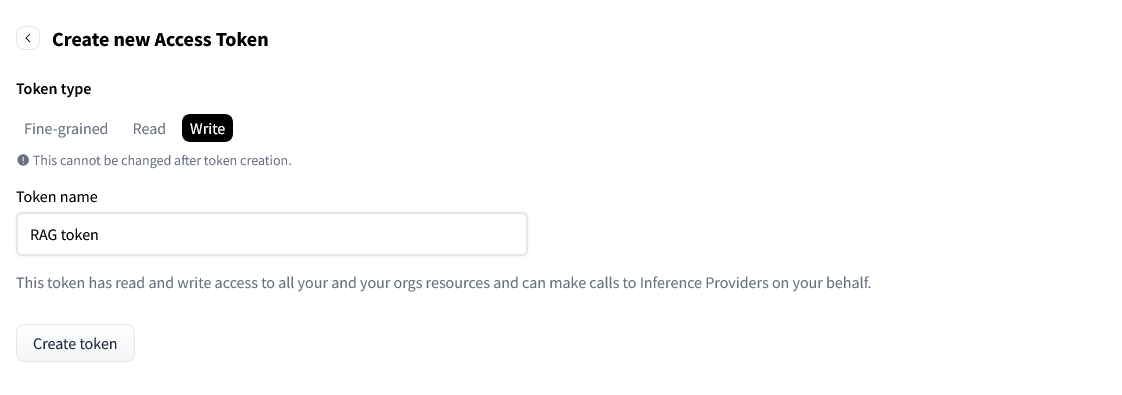Hugging Face – Create New Write Token
